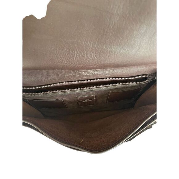 Jack Georges Womens Brown Leather Turn Lock Closure Shoulder Messenger Bag - Picture 4 of 10